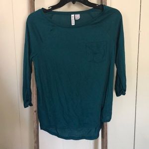 H&M TEAL RAGLAN TEE